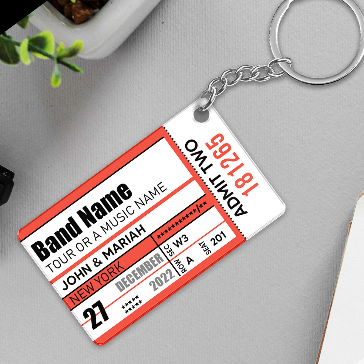 Concert Keychain Custom Concert Stub Ticket Keepsake Personalized Acrylic Keychain ...