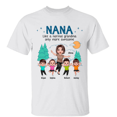 Happy Doll Grandma Grandkids Outline Background Personalized Shirt