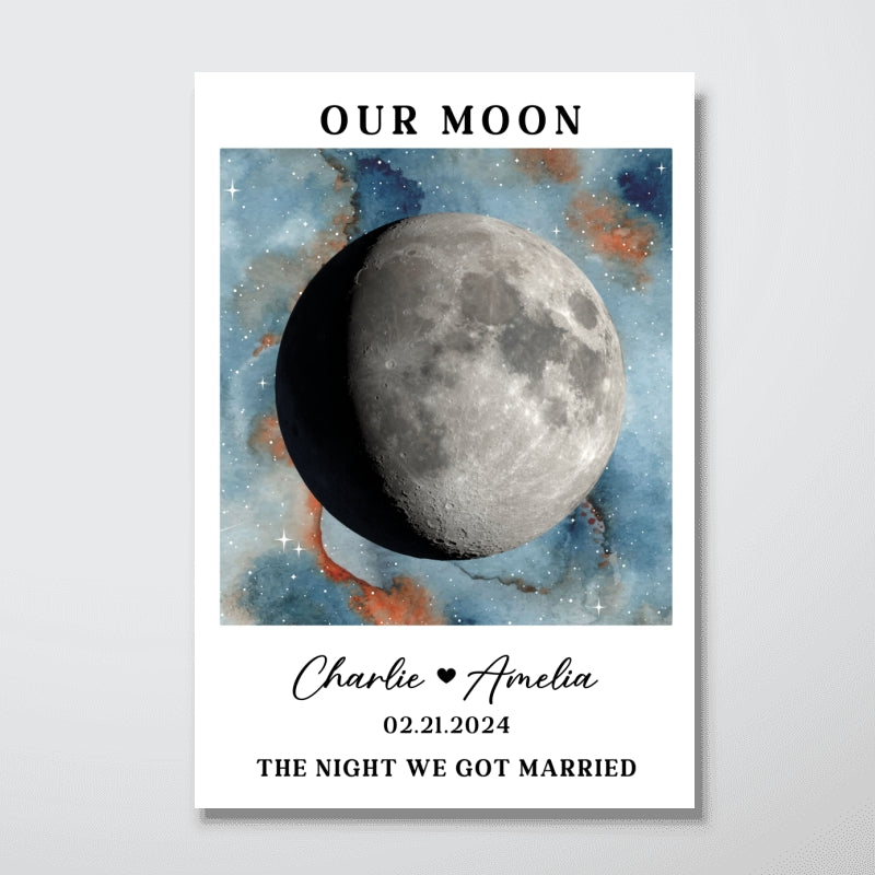 Gradient Couple Custom Moon Phase Anniversary Date Personalized Poster, Anniversary Gift, Wedding Gift For Couple