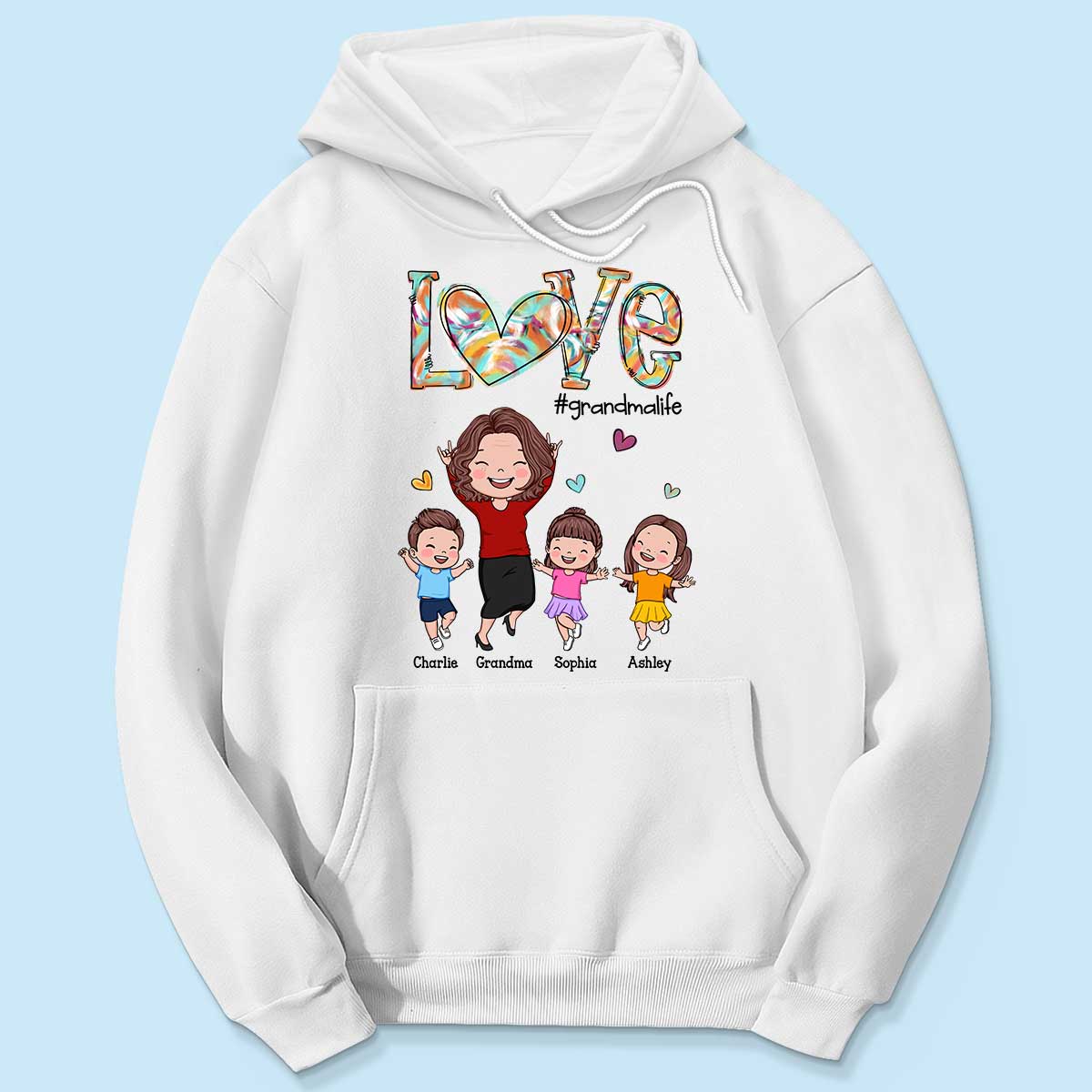 LOVE Grandma Life Colorful Painting Heart Personalized Shirt