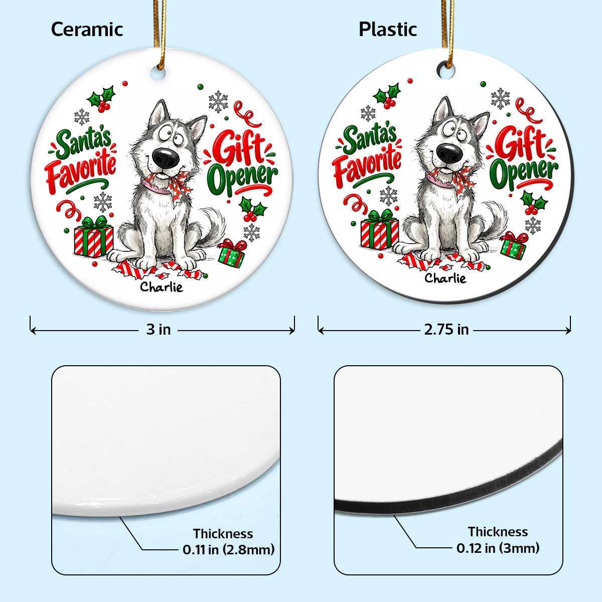 Santa I Can Explain Funny Guilty Dog Portrait From Your Dog Photo - Personalized Ceramic Ornament - Funny Christmas Tree Decor For Dog Lovers
