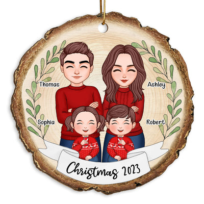Whole Family Dad Mom Kid Dog Cat Wood Slice Personalized Wooden Ornament