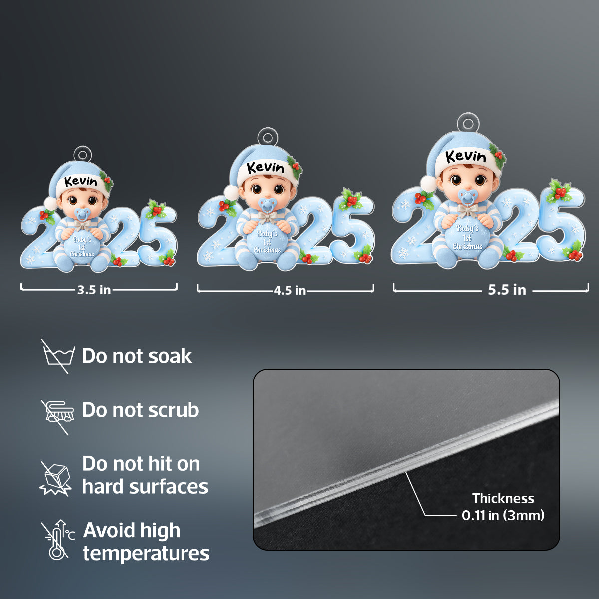 3D Effect Baby 1st Christmas 2025 - Personalized Acrylic Ornament - Heartwarming Christmas Gift For New Born, Baby