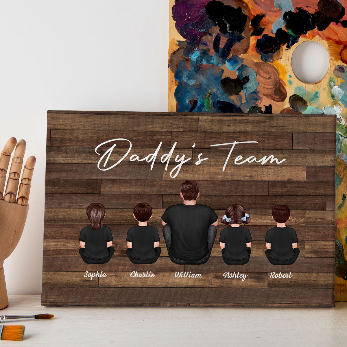 Daddy's Team Personalized Wrapped Canvas, Gift For Dad