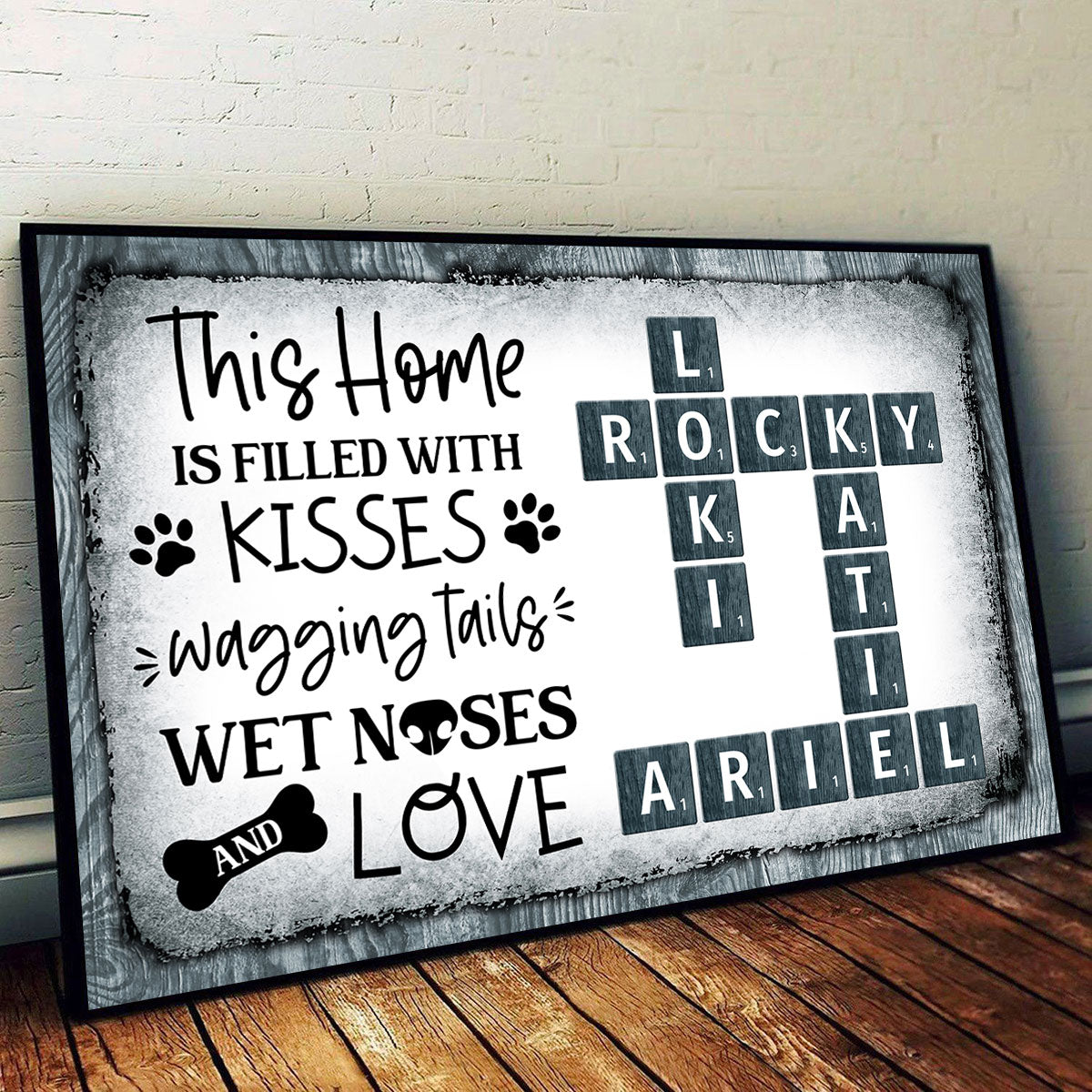 This Home Filled With Kisses Wagging Tails Dog Lover Crossword Puzzle Wall Art Personalized Poster