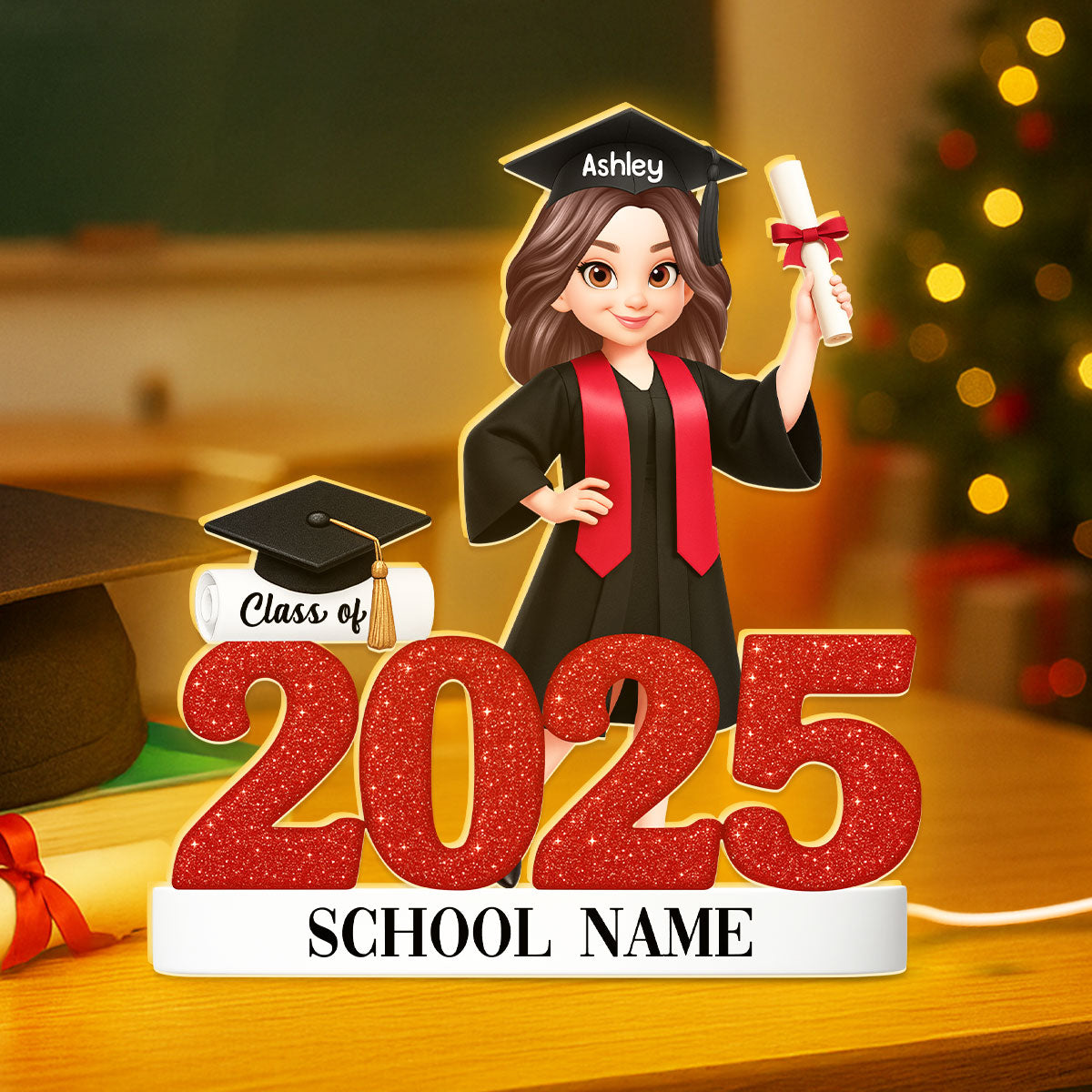 Class Of 2025 2026 3D Effect Senior - Personalized Light Box - Christmas Gift For Senior