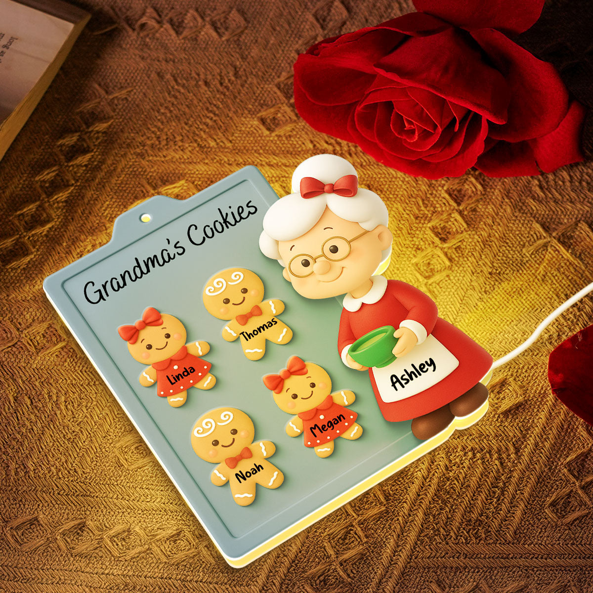 Grandma Cookies 3D Effect - Personalized Light Box - Christmas Gift for Grandmas