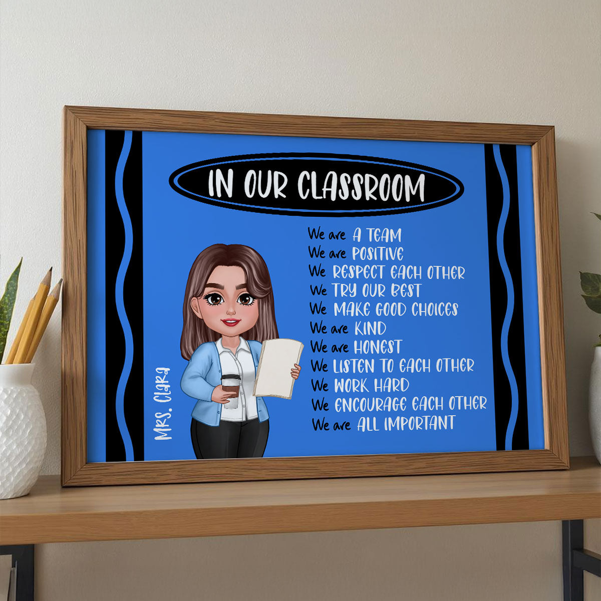 Teacher Crayon Pattern In Our Classroom Personalized Poster