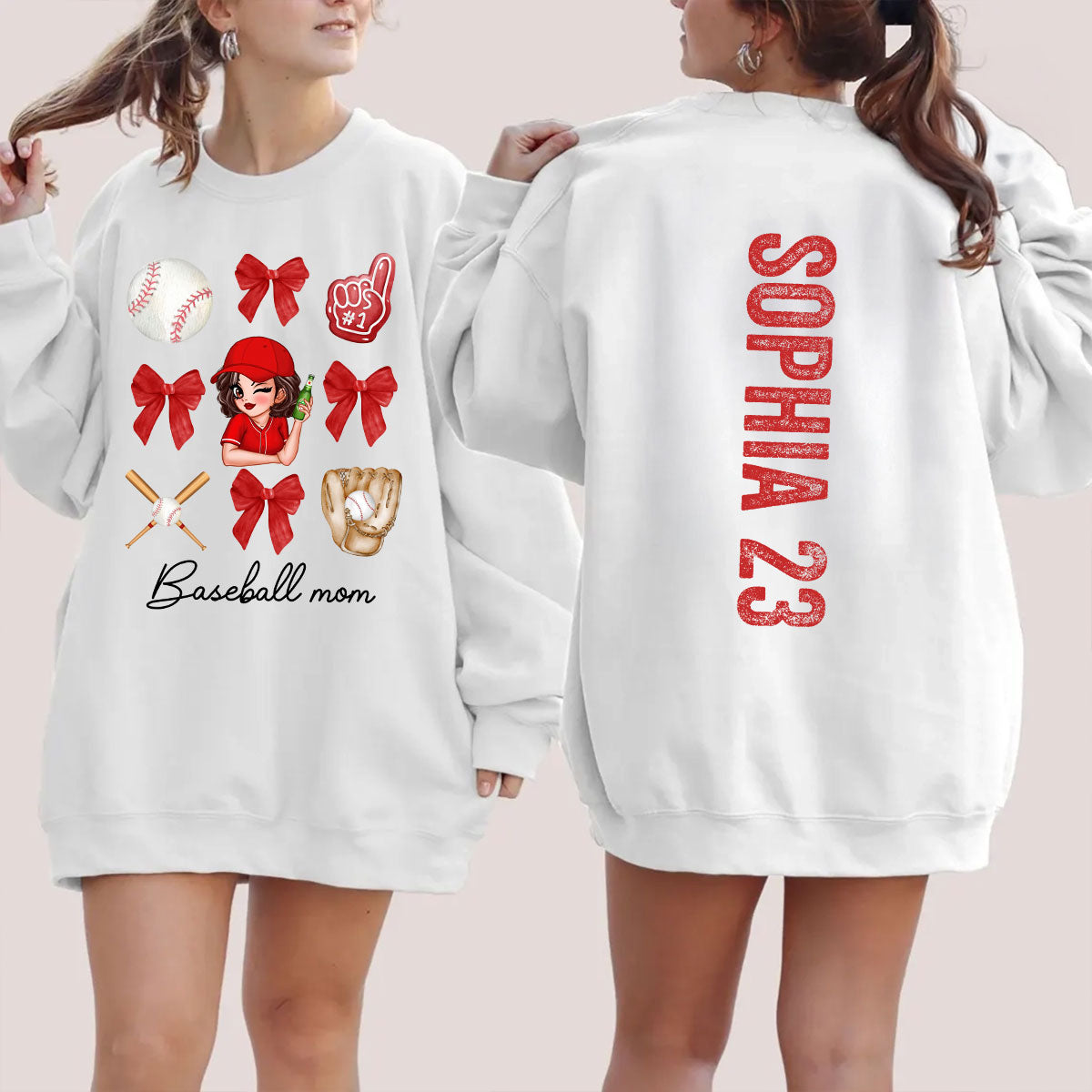 Baseball Mom Coquette Personalized Shirt, Baseball Girlfriend Sister Tee