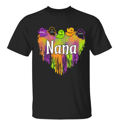 Halloween Grandma Melting Heart Boo Grandkids Names Personalized Shirt