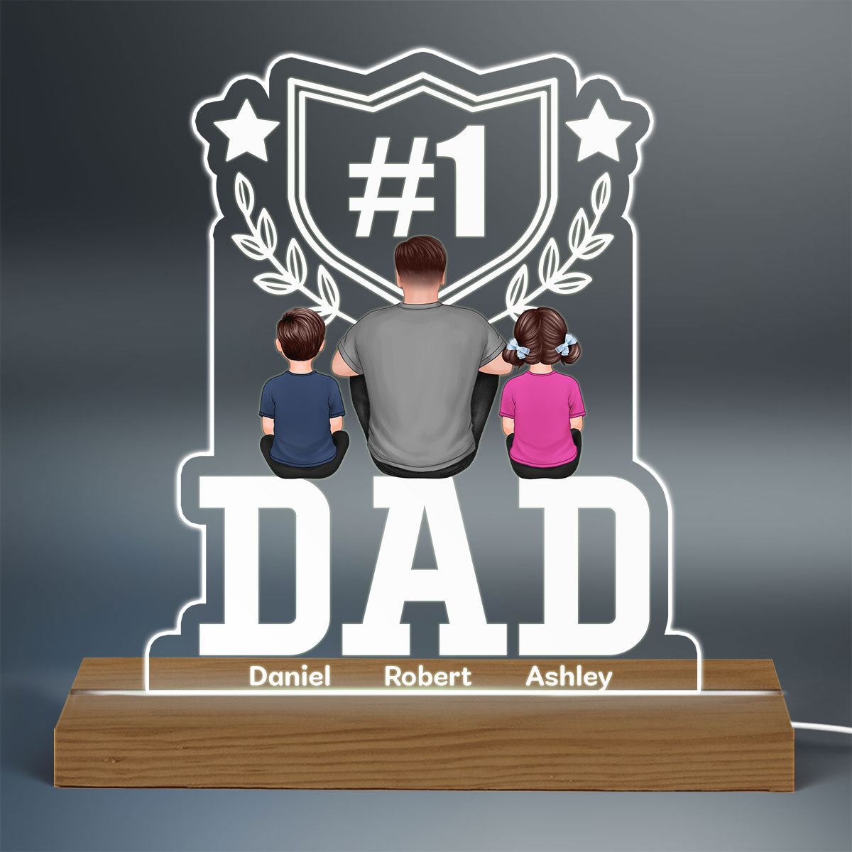 Number 1 Dad Father‘s Day Gift Personalized Warm Custom Shape LED Night Light