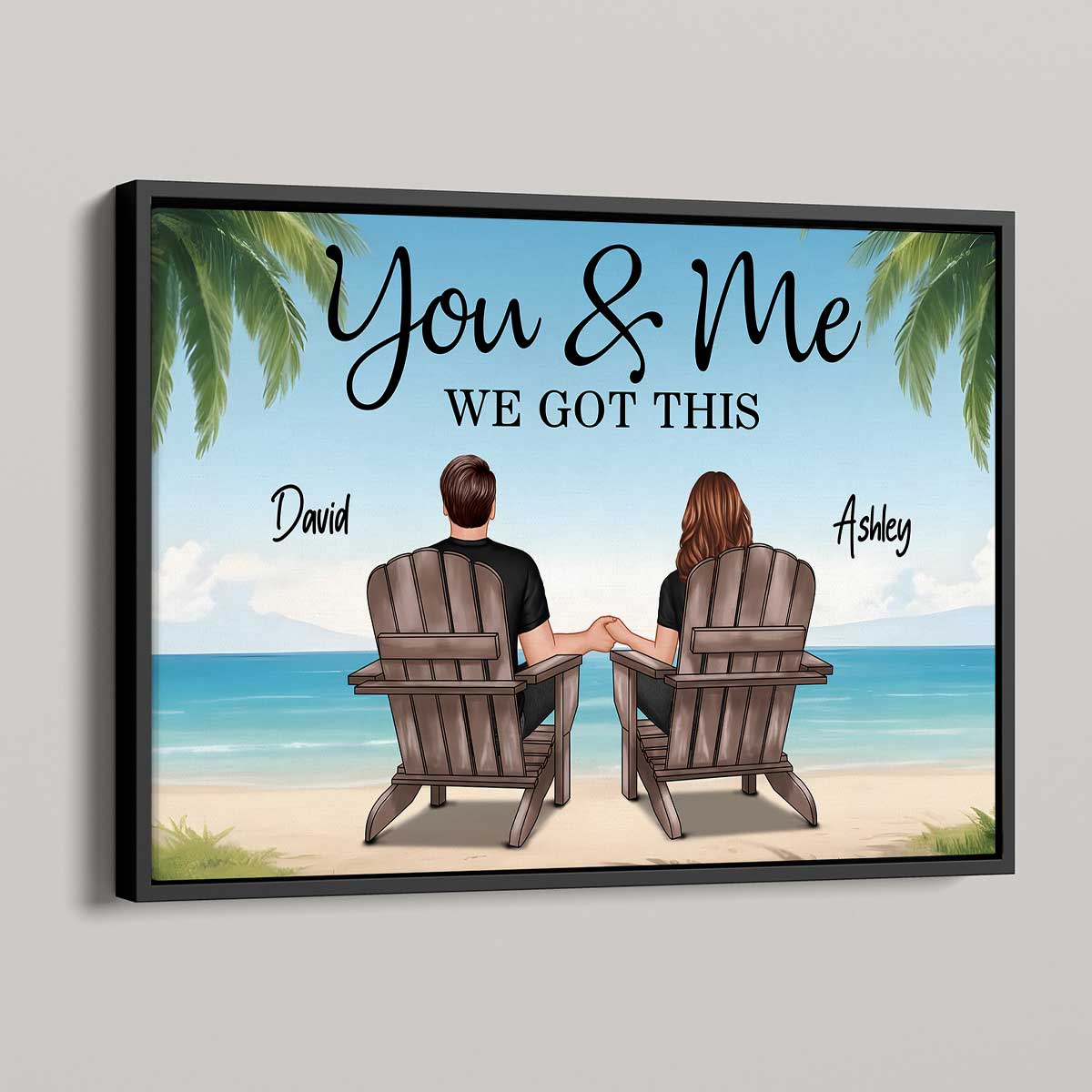 Summer Vibe Beach Landscape Couple Sitting Personalized Poster