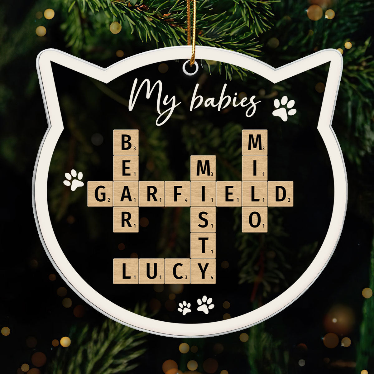 My Babies Cats Names Crossword Puzzle Art Personalized Acrylic Ornament