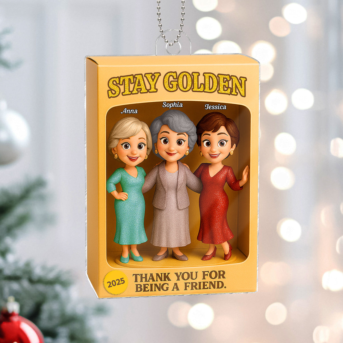 Stay Golden Thank You For Being A Friend Toy Box Style - Personalized Acrylic Ornament - Christmas Gift For Best Friends