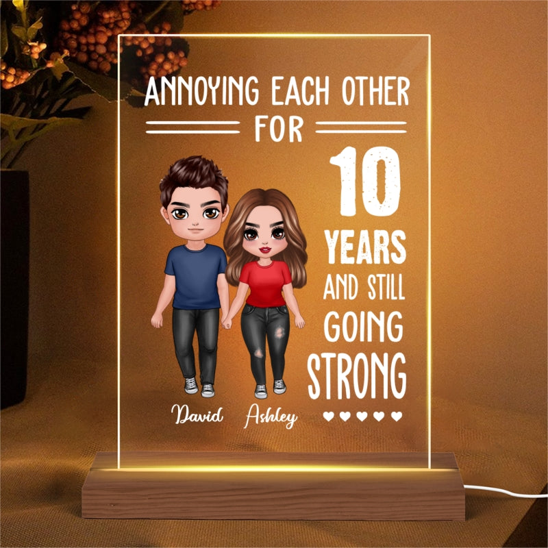 Doll Couple Standing Annoying Each Other Valentine‘s Day Anniversary Gift Personalized Rectangle Acrylic Plaque LED Lamp Night Light