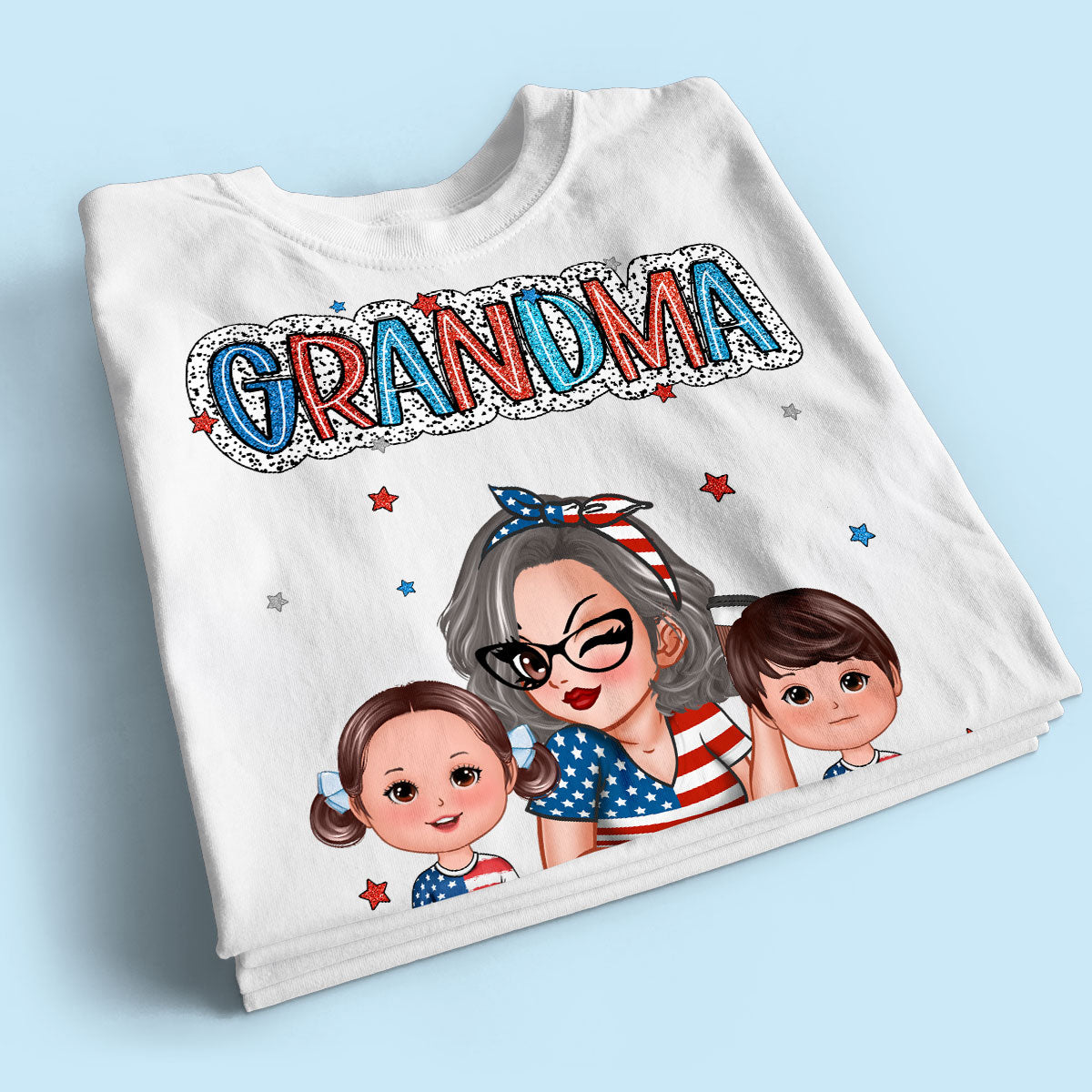 4th Of July Grandma And Grandkids Personalized Shirt, America Independence Day