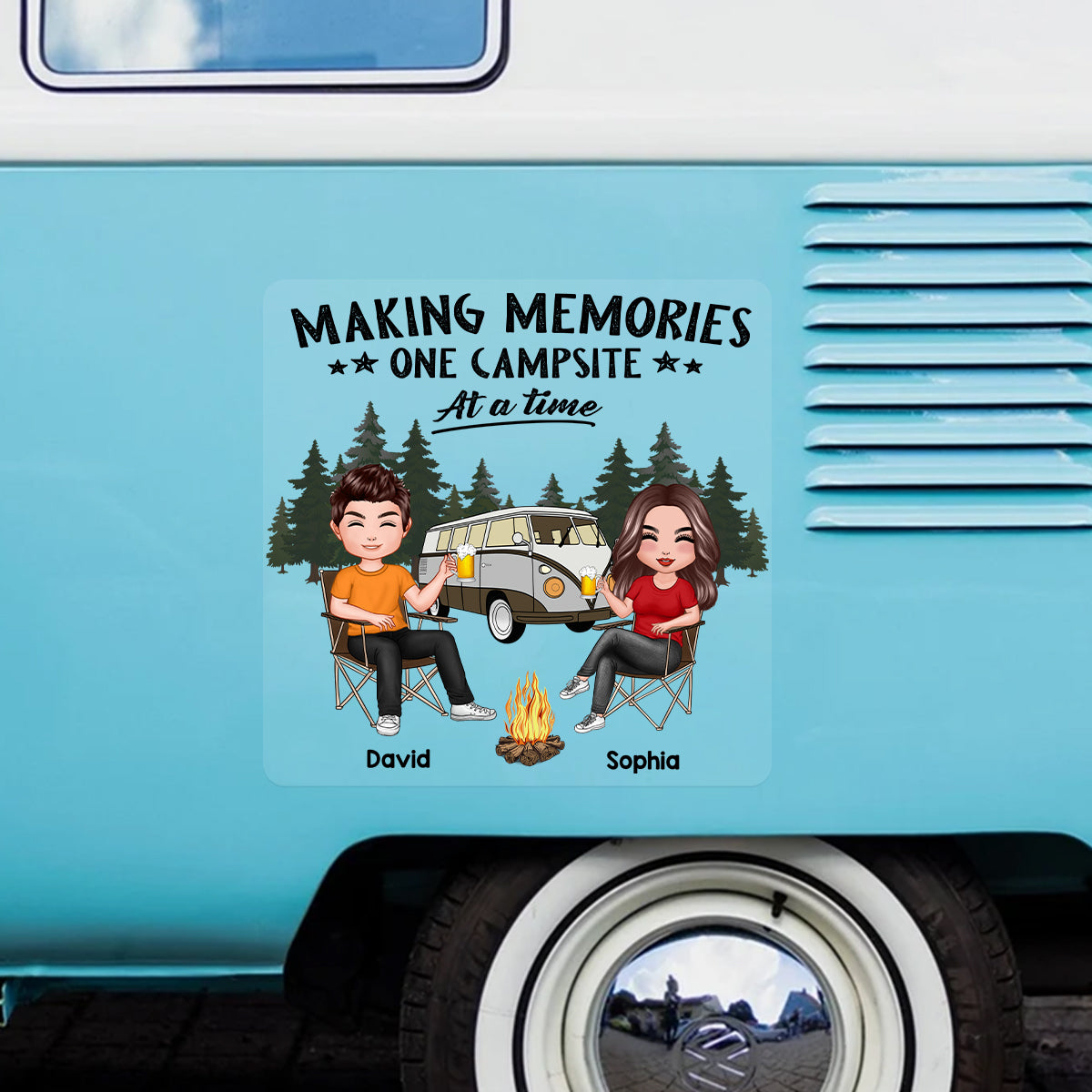 Camping Partners For Life Doll Couple Sitting Personalized RV Decal