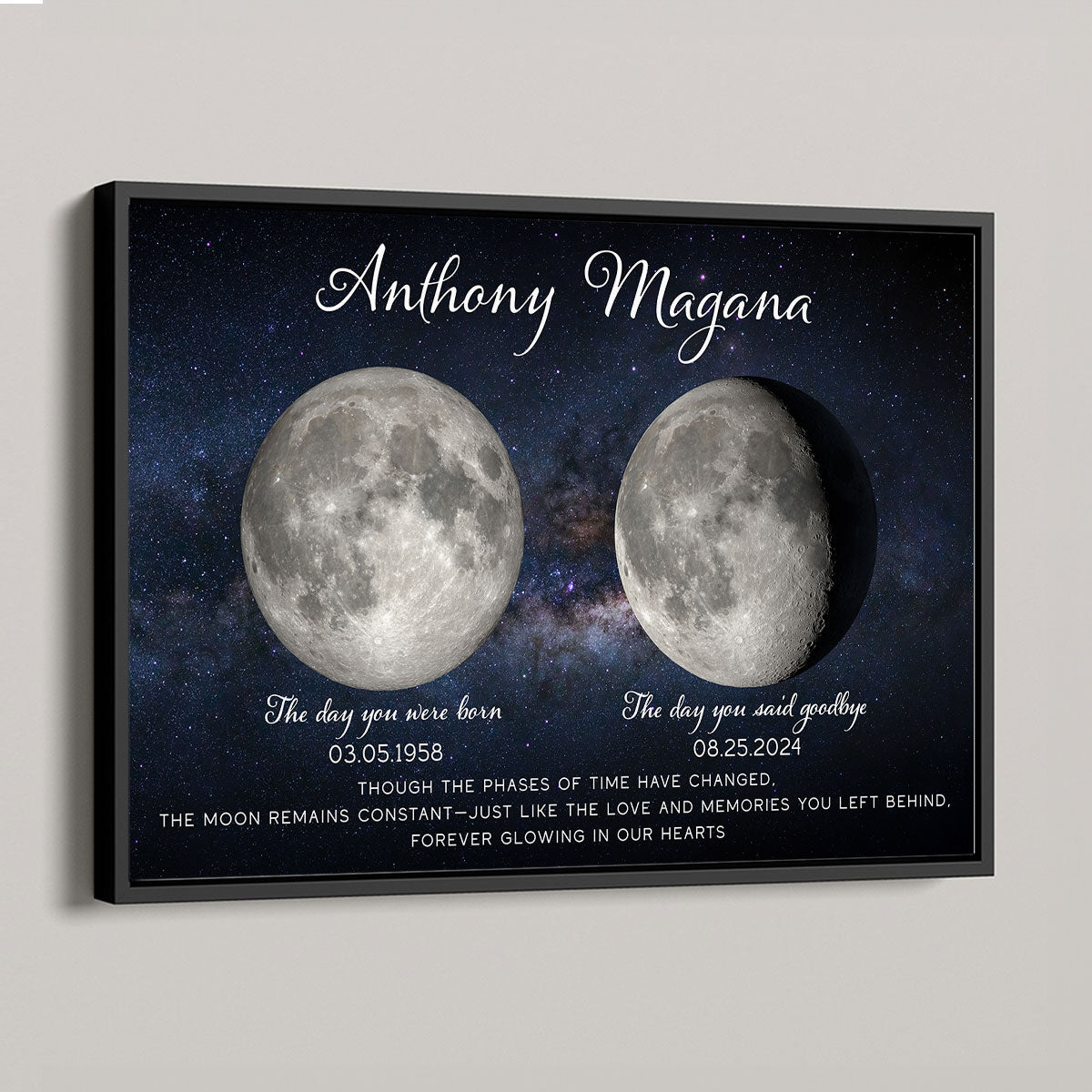 Lost Loved One Moon Phase Art Memorial Sympathy Gift - Personalized Poster