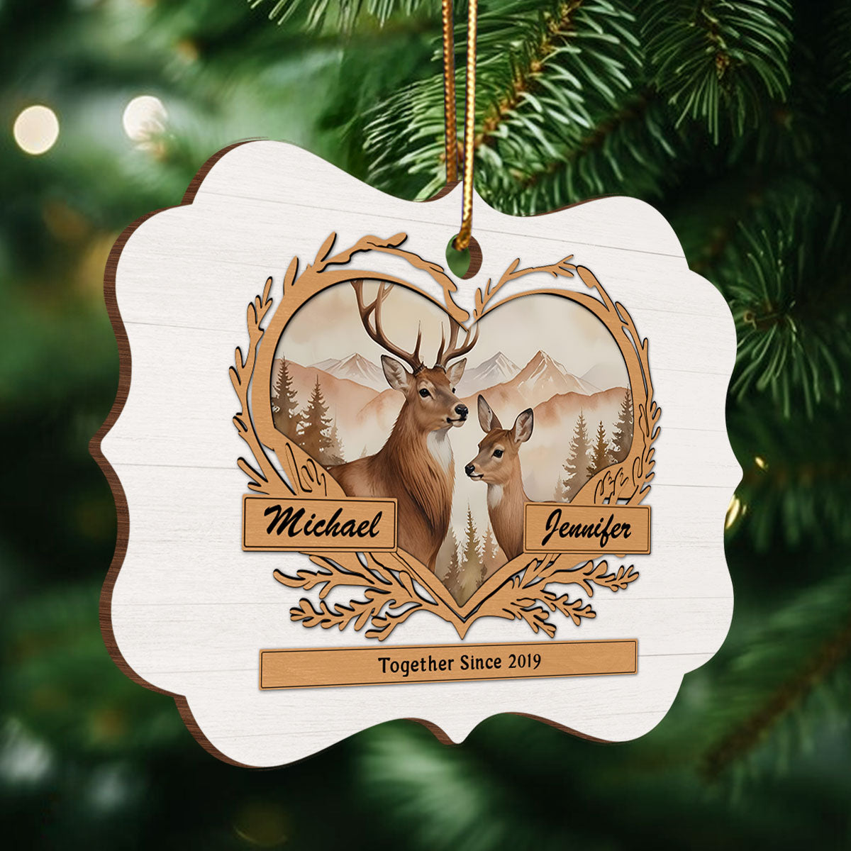 God Gave Me You Deer Love Personalized Wooden Ornament, Heartfelt Christmas Gift For Girlfriend Boyfriend Husband Wife, Gift For The Couple