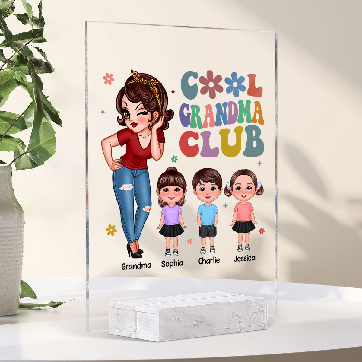 Cool Grandma Club Personalized Acrylic Plaque, Gift For Grandma