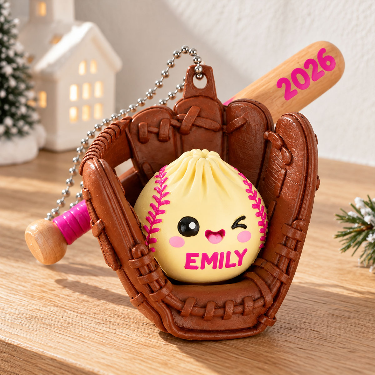 Custom Baseball Softball Cute Dumpling - Personalized 3D Baseball Figurine Ornament - Christmas Gift for Daughter, Son, Grandkids