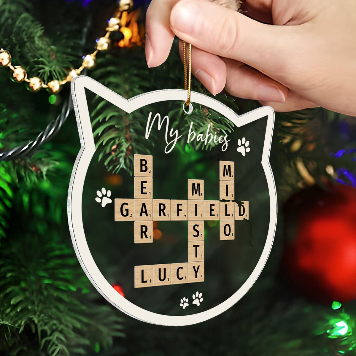 My Babies Cats Names Crossword Puzzle Art Personalized Acrylic Ornament