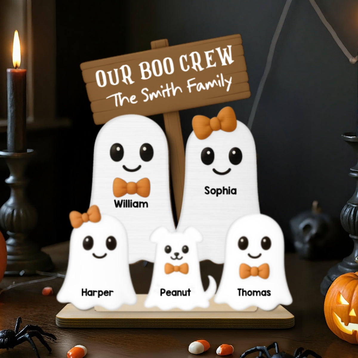 Halloween Boo Family - Personalized 2-Layered Wooden Plaque