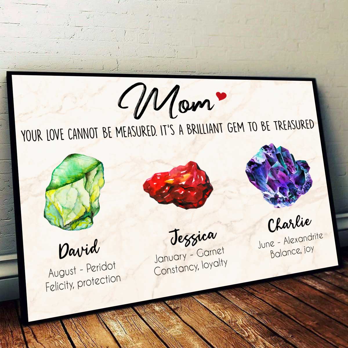 Birthstones Gemstones Family Gift For Mom Personalized Poster