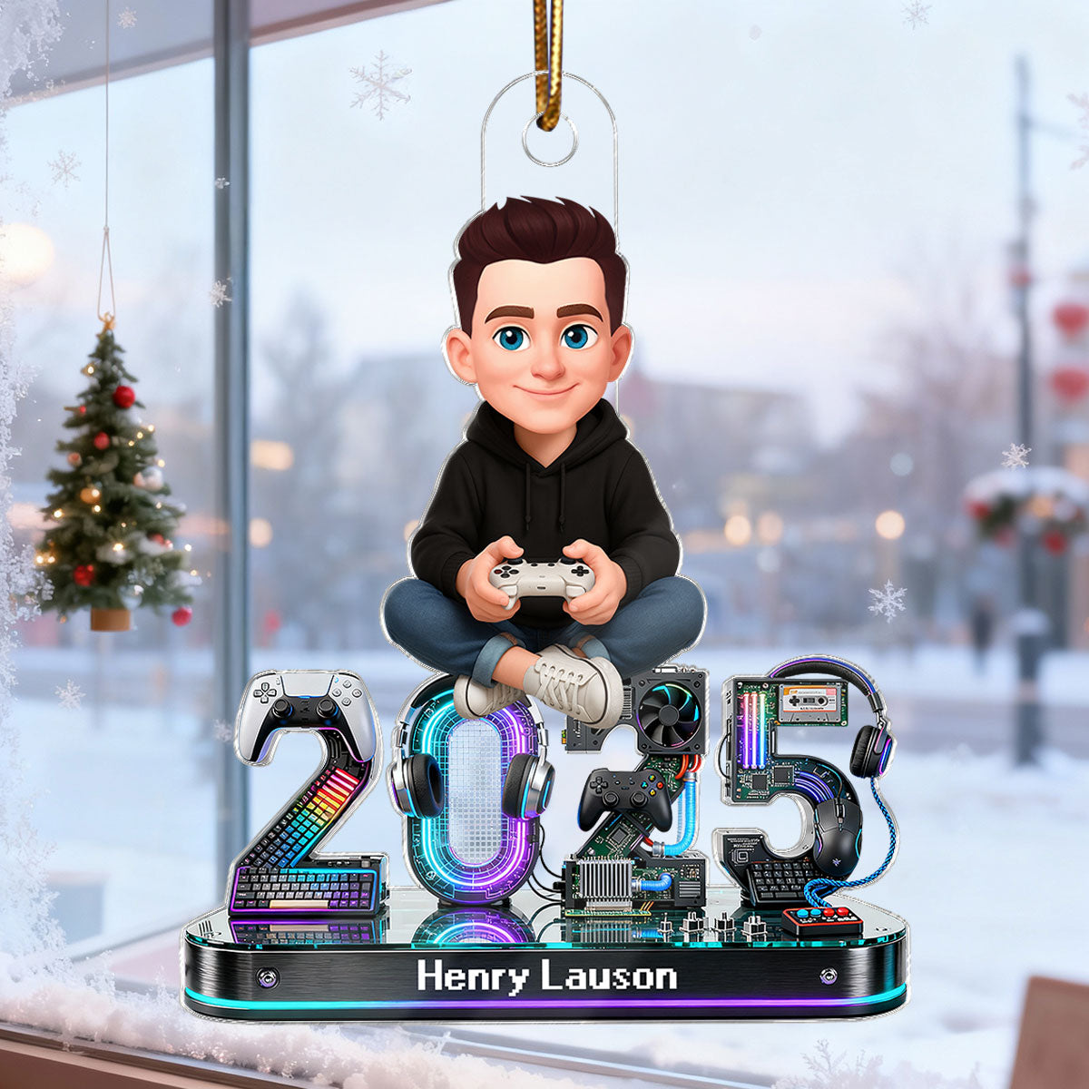 3D Effect Gamer Signature Symbols Christmas - Personalized Acrylic Ornament - Gift For Gamers, Gift For Grandkids, Kids