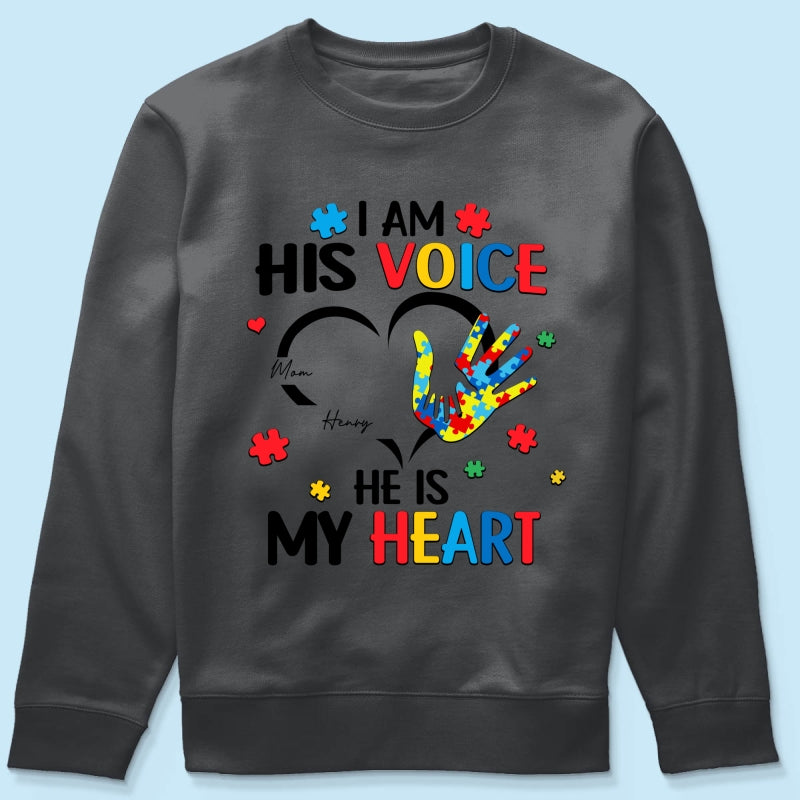 I'm His Voice He's My Heart Autism - Personalized Shirt - Autism Awareness