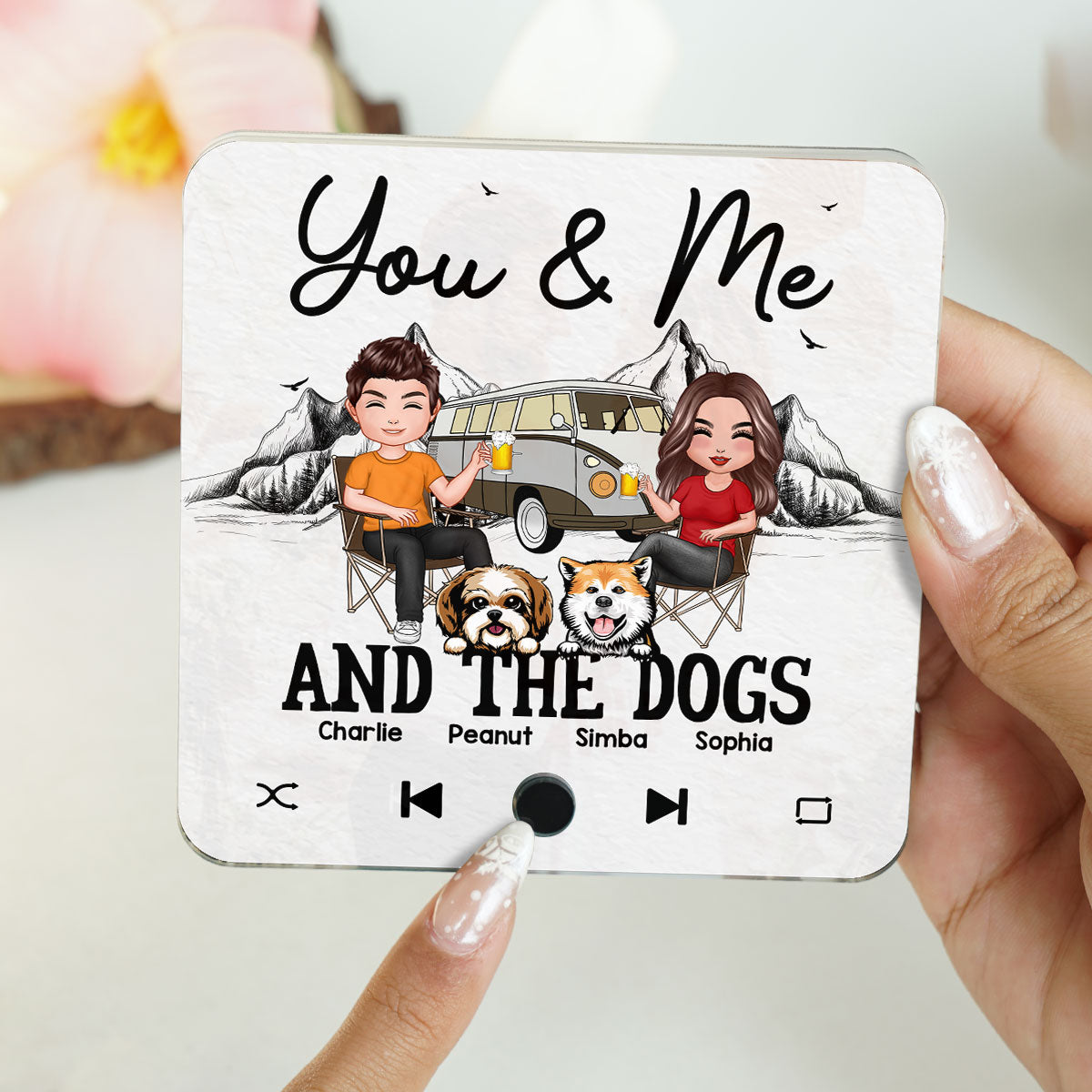 You Me & The Dogs Camping Couple  Gift For Camping Lover Personalized Music Fridge Magnet