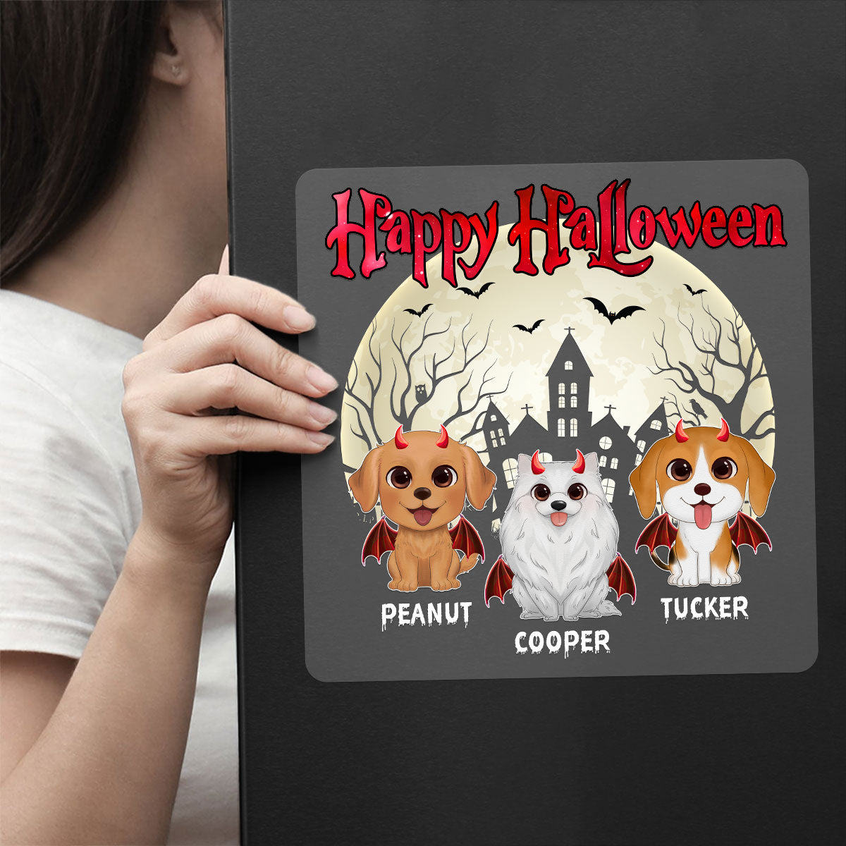 Happy Halloween Cute Dogs Personalized Decal, Halloween Decoration