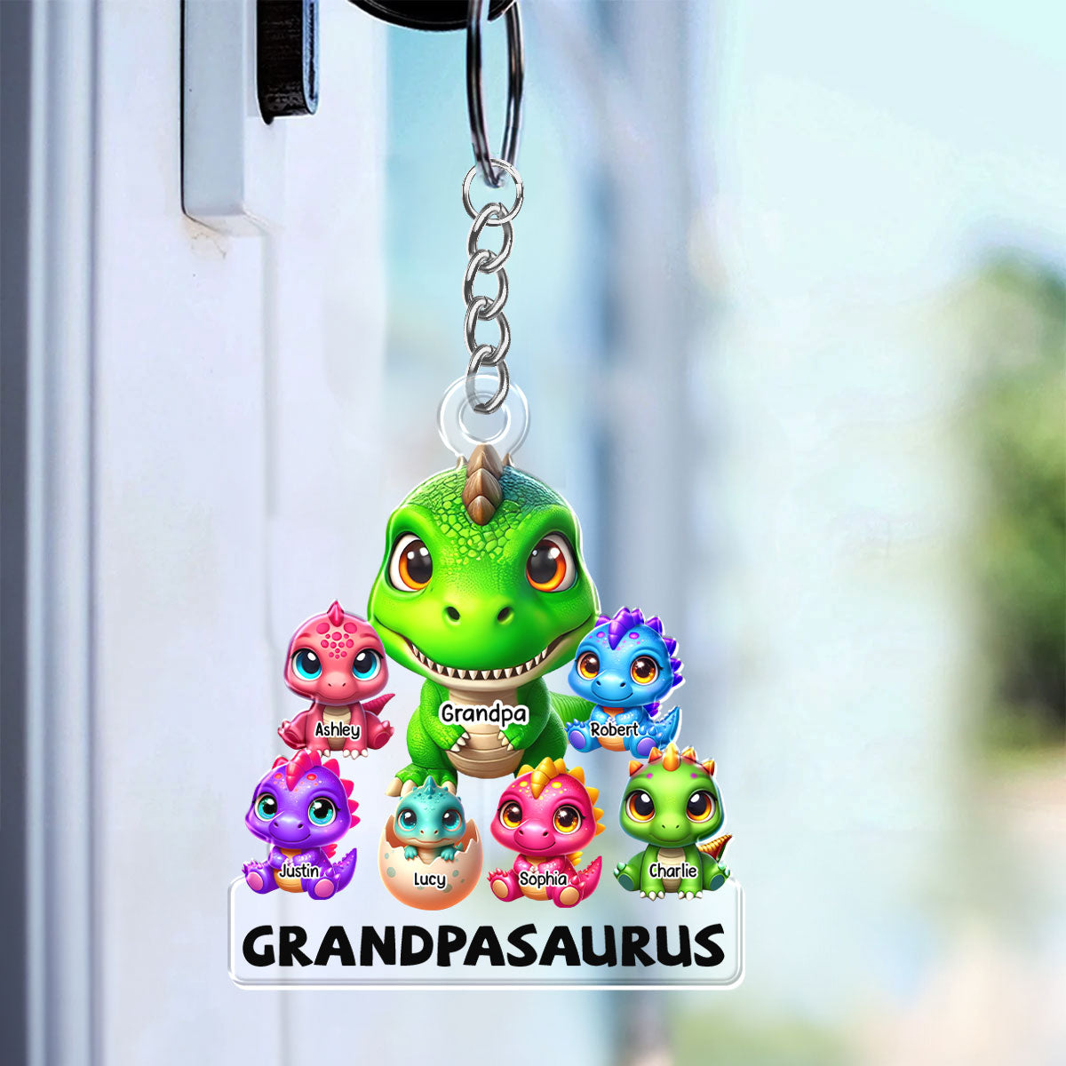 Grandpasaurus Daddysaurus And Kids Personalized Acrylic Keychain