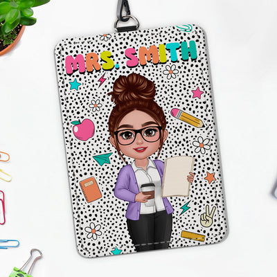 Teacher Dalmatian Pattern Colorful Personalized ID Badge Holder| Back To School Gifts