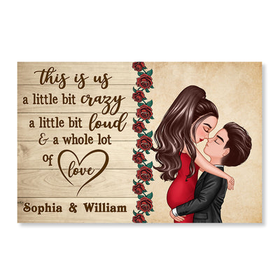 This Is Us Doll Couple Hugging Kissing Roses Personalized Horizontal Poster