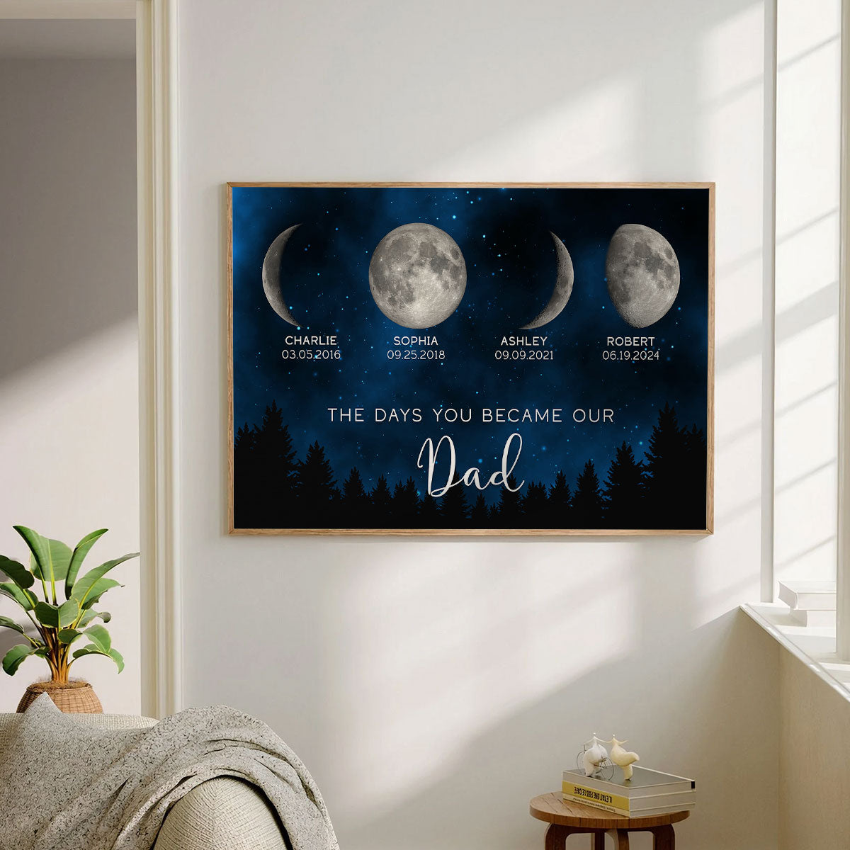 Galaxy Night Custom Birth Moon Phase The Days You Became Our Dad - Personalized Poster