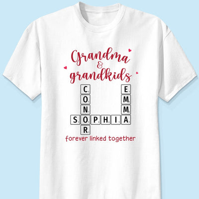 Grandma & Grandkids Forever Linked Together Crossword Puzzle Personalized Light Color Shirt