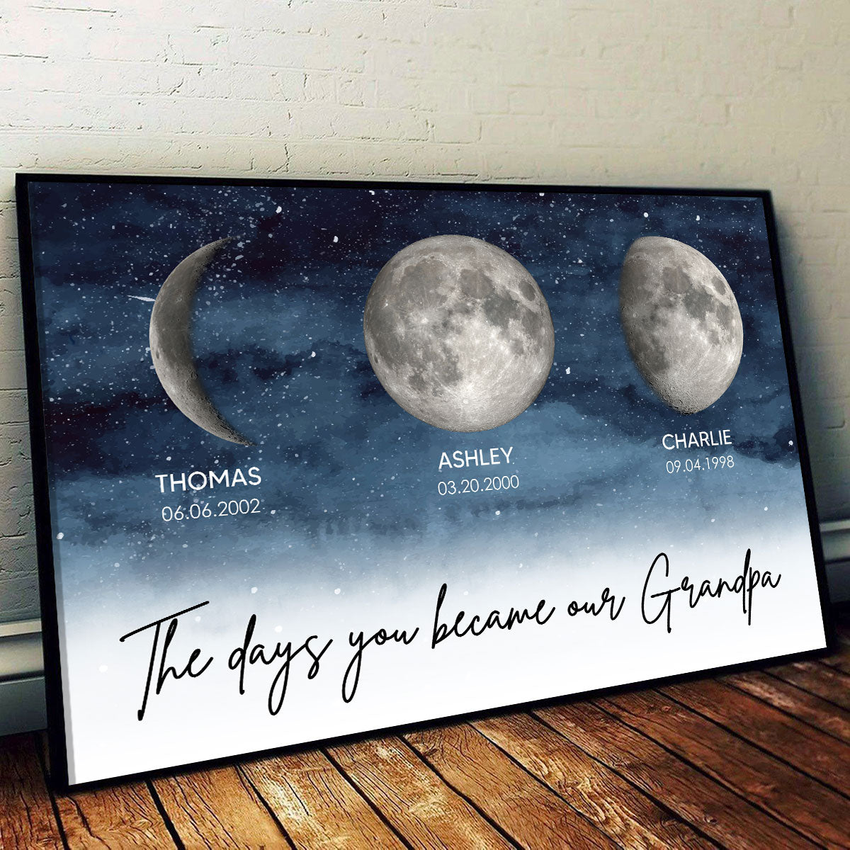 Starry Night Custom Birth Moon Phase The Days You Became Our Grandpa Personalized Poster