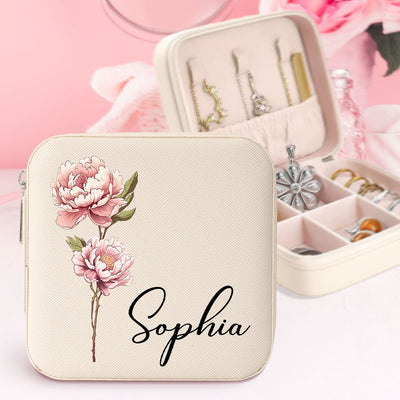Woman Birth Month Flower Personalized Jewelry Box, Birthday Gift, Gift For Mom, Grandma