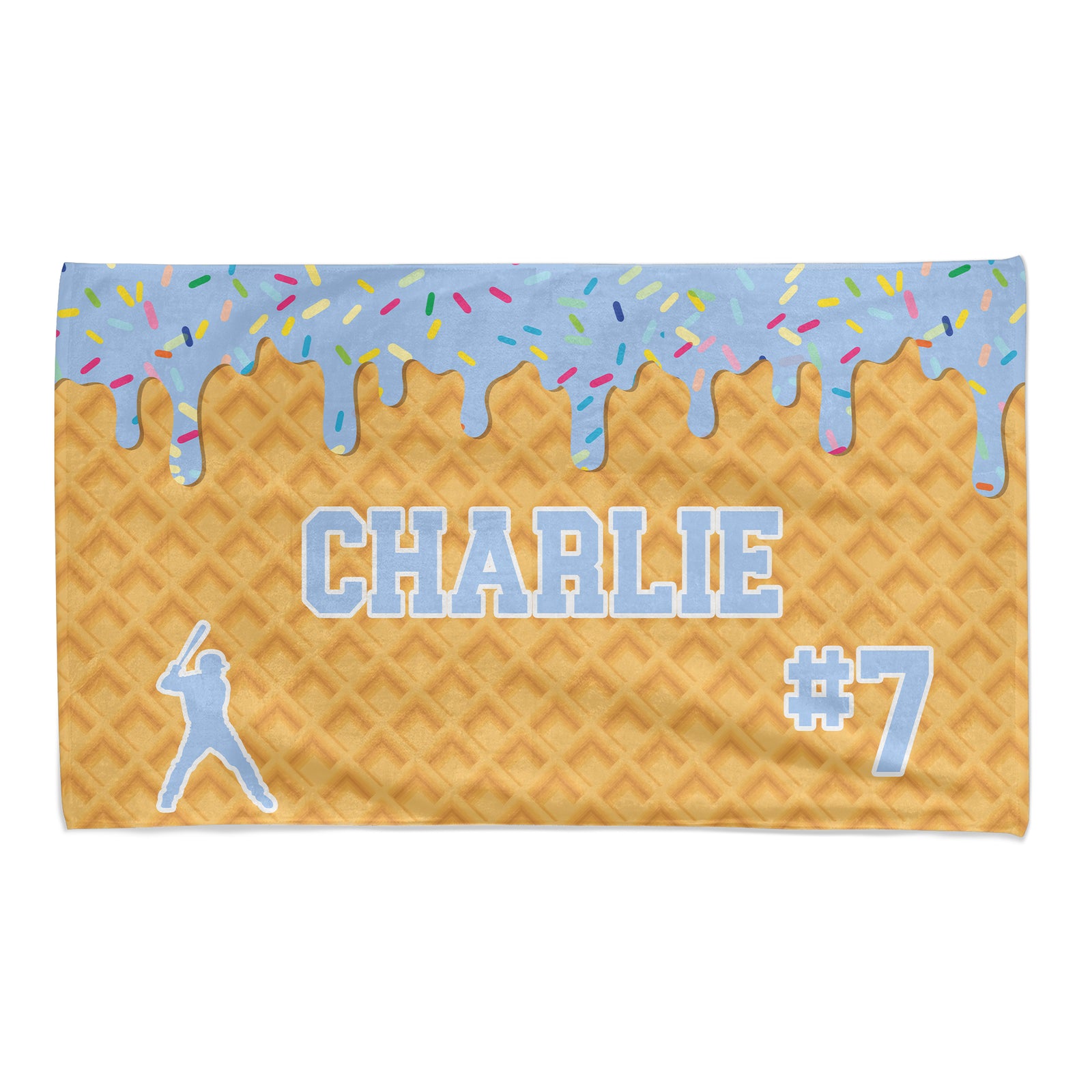 Personalized Ice Cream Drip Baseball Softball Beach Towel For Boys, Girl, Drip Beach Towel, Pool Towel Youth Baseball Gift