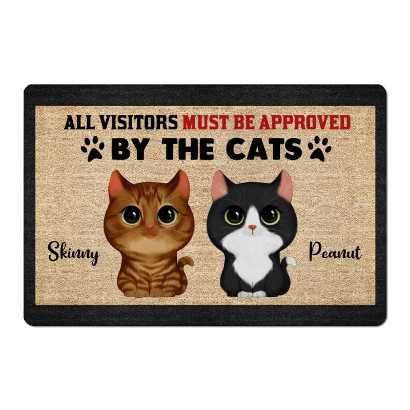 Watercolor Cute Cats All Visitors Must Be Approved By Cats Personalized Doormat