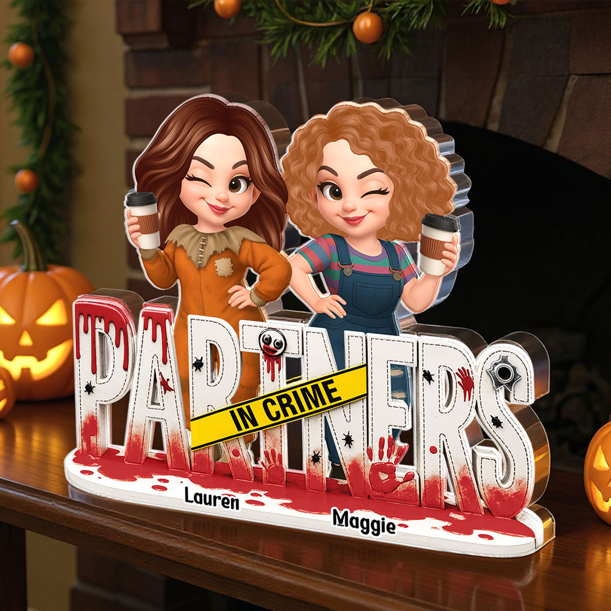 Partners In Crime Horror Halloween Besties Sisters Personalized Acrylic Block