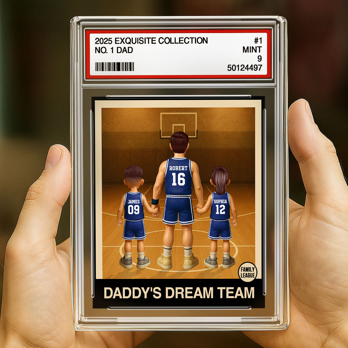 Basketball No. 1 Dad Man & Kids Trading Card Style - Personalized Acrylic Block Plaque