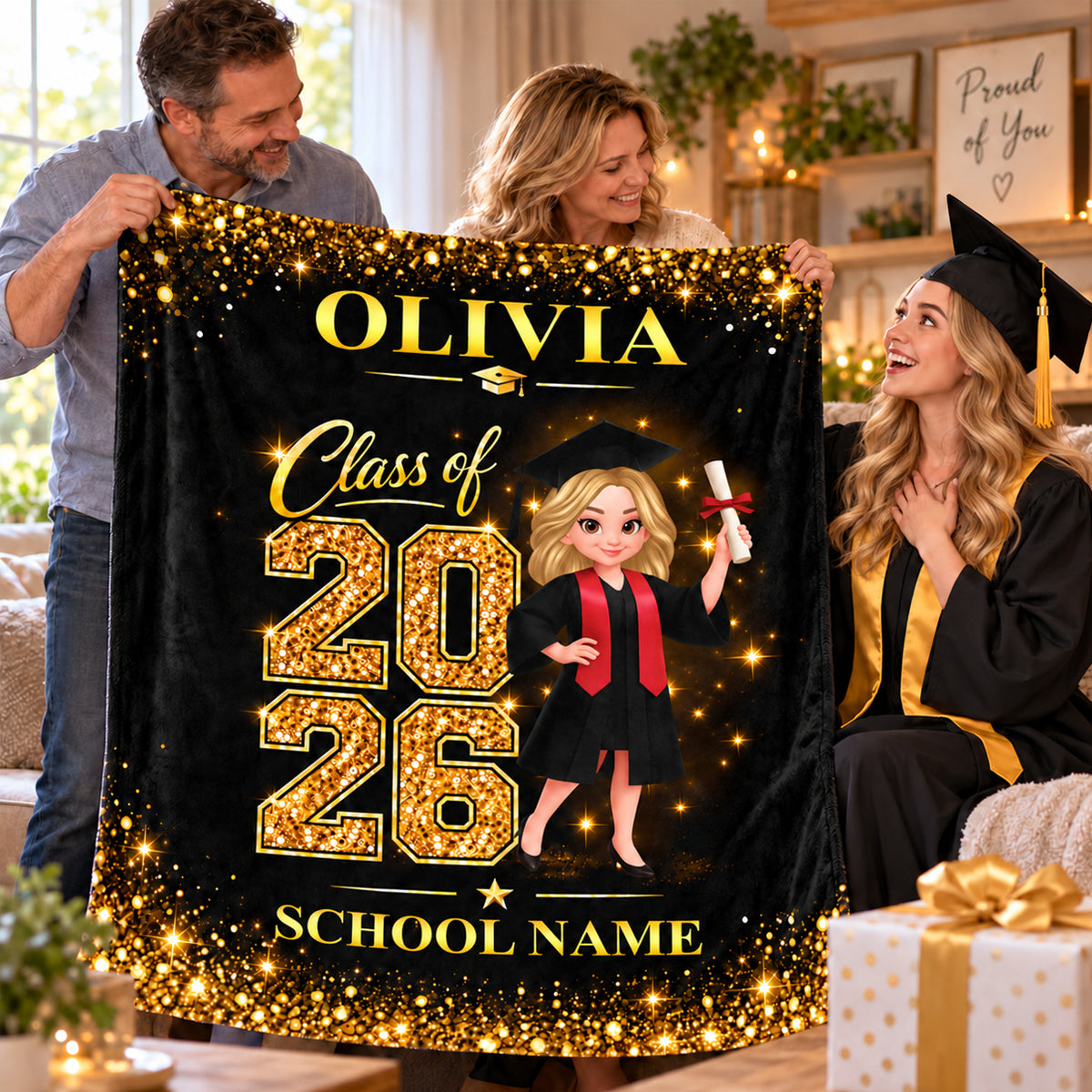 Senior Class Of 2026 2027 - Personalized Fleece Blanket - Graduation Gift Christmas Gift For Seniors