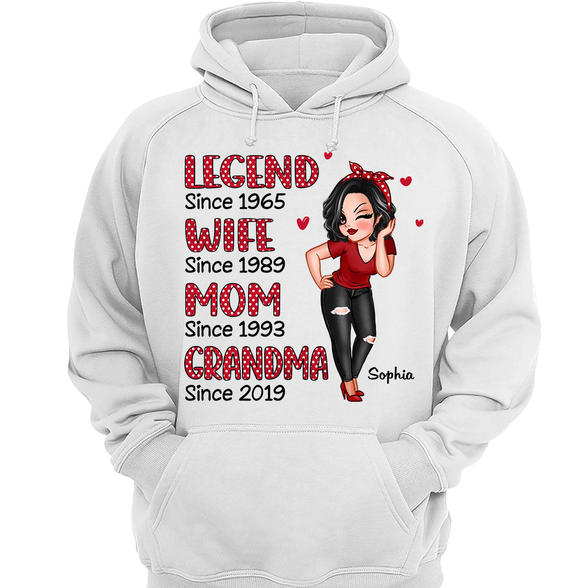 Polka Dot Pattern Pretty Legend Wife Mom Grandma Personalized Shirt