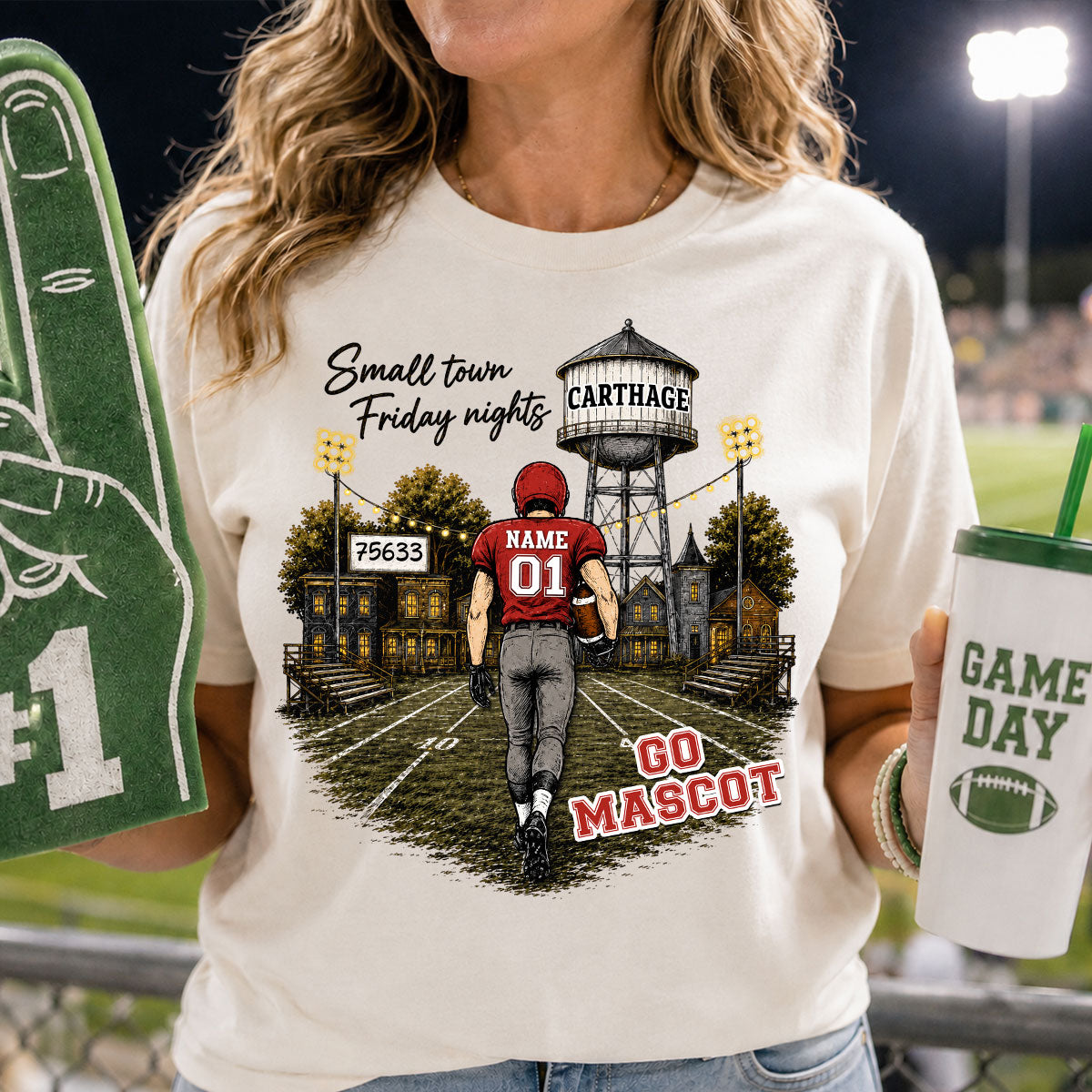 Custom Town Name & Zip Code - Personalized Shirt - Game Day Shirt for Football Mom, Football Mama
