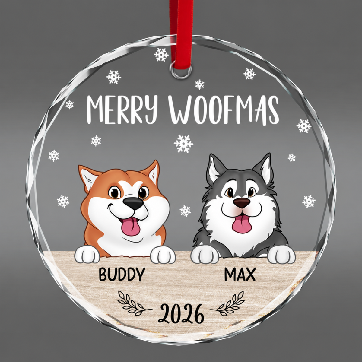 Merry Woofmas Christmas Decor For Dog Lover Personalized Glass Ornament