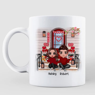 Couple Sitting  Front Porch Personalized Mug