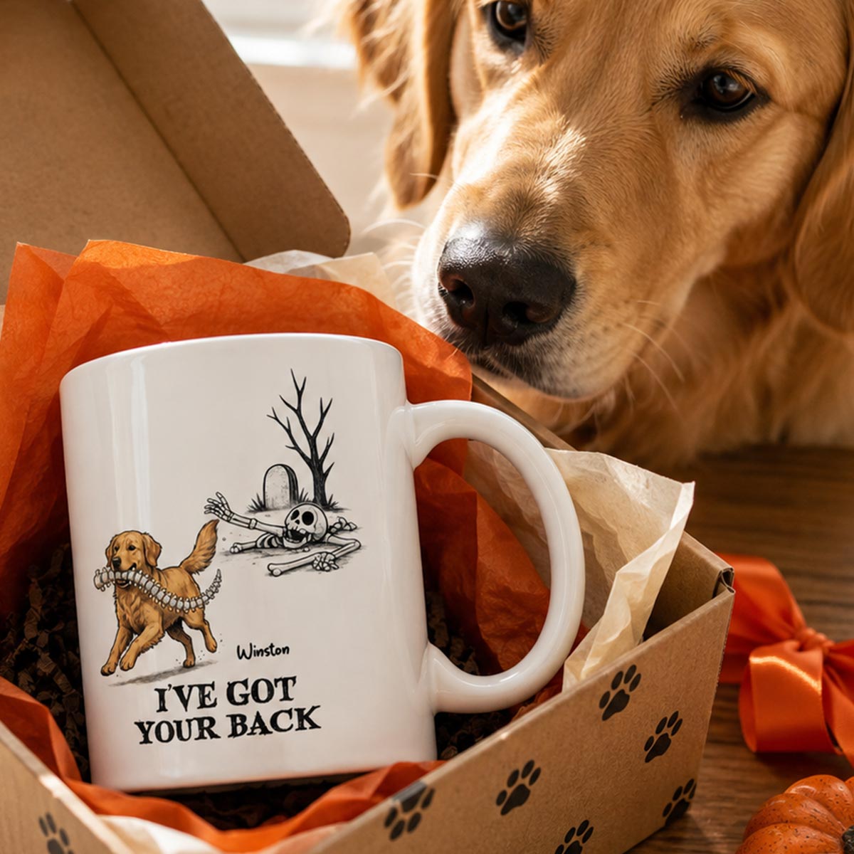 I've Got Your Back Dog Stealing Backbone From Your Dog Photo - Personalized Mug - Funny Halloween Drinkware For Dog Lovers