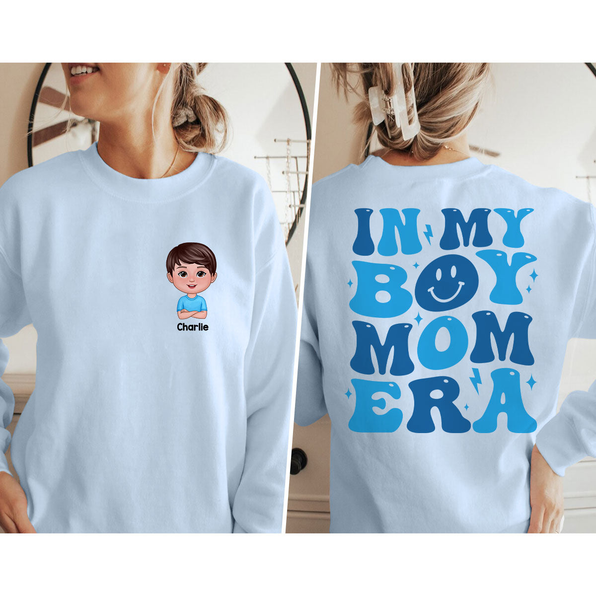 In My Mom Era Cute Kids Gift For Her Personalized Double Sided Sweatshirt